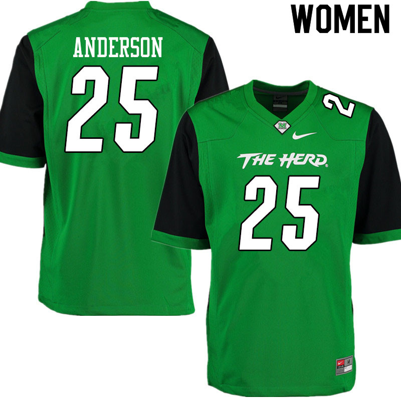 Women #25 J'Coryan Anderson Marshall Thundering Herd College Football Jerseys Sale-Gren - Click Image to Close